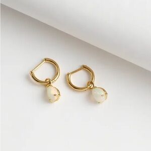 NWT- Madewell Demi-Fine Opal Charm Huggie Hoop Earrings